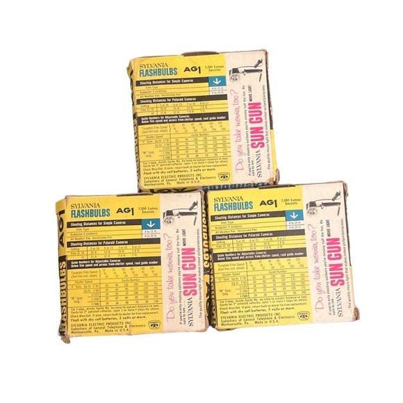 VTG Sylvania Lot of 3 Flashbulbs Blue Dot AG1B Made In USA Camera Accessory - Picture 3 of 3